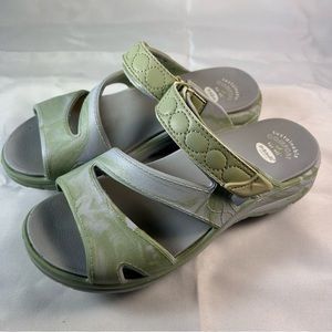 Dr Scholls Adelle Lite Slide Sandals Womens Sz 8 Blue Green Sustainable Comfort